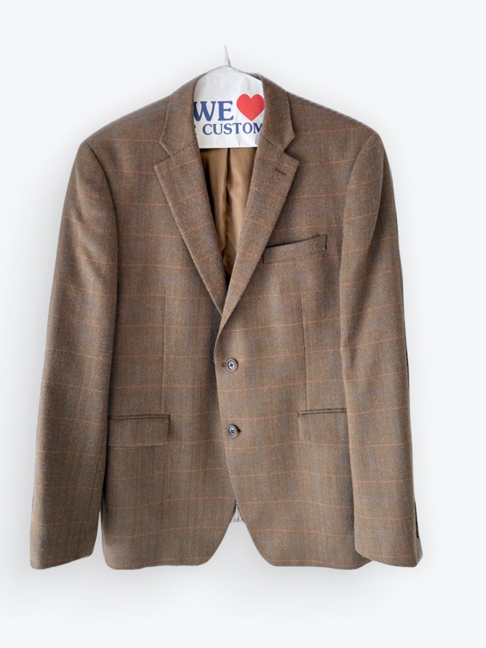 Land’s End Blazer Sports Coat With Elbow Patches Brown Herringbone